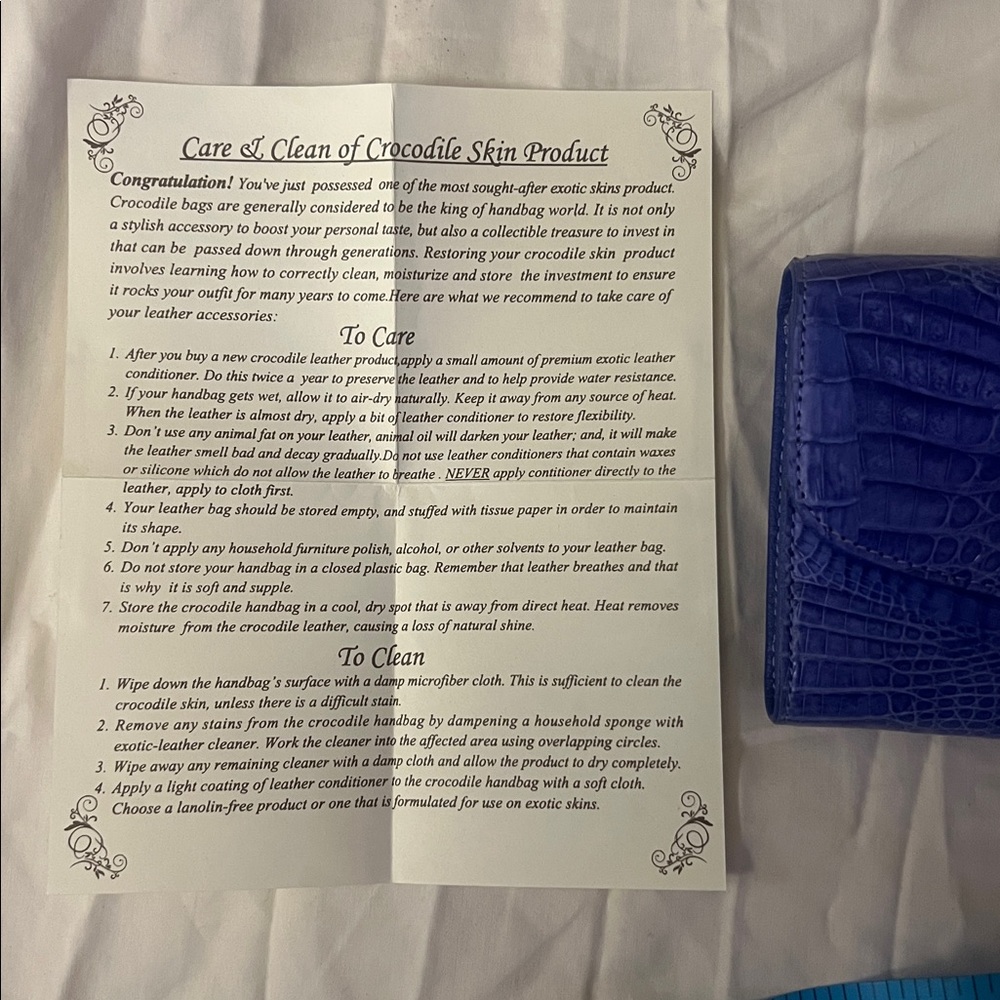 River Crocodile Skin Wallet Periwinkle-Blue - Picture 2 of 9